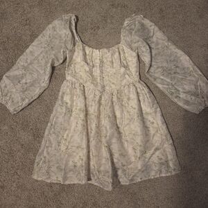 Lush Cream and Green Floral Mini Dress